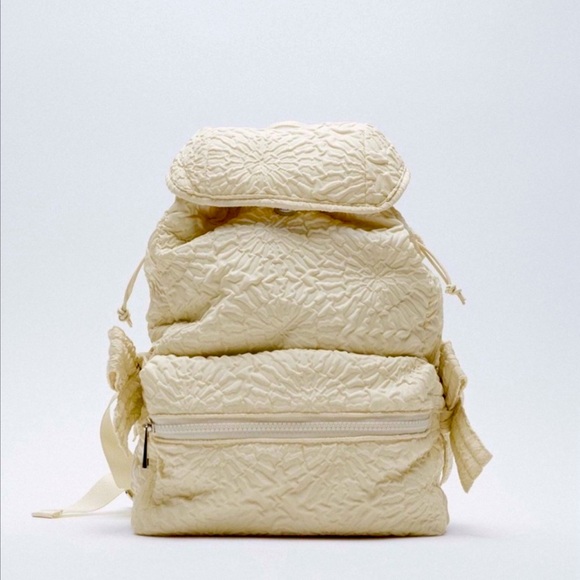 Zara Handbags - ZARA Gorgeous Ecru large JACQUARD BACKPACK sold out at stores 🔥🔥🔥